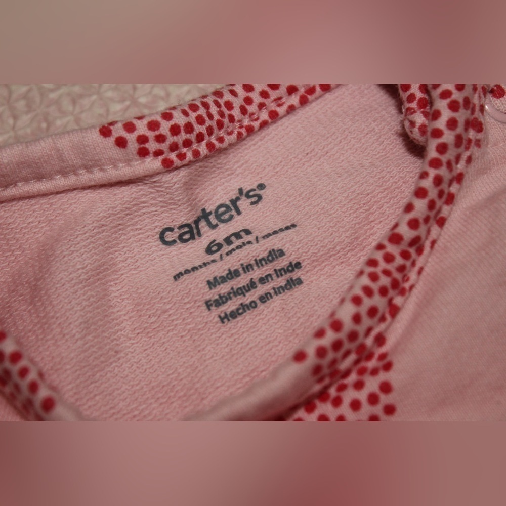 Carter’s Red Heart Design Pink Set Valentine’s Day 6 months Baby Girl Outfit - Picture 2 of 4
